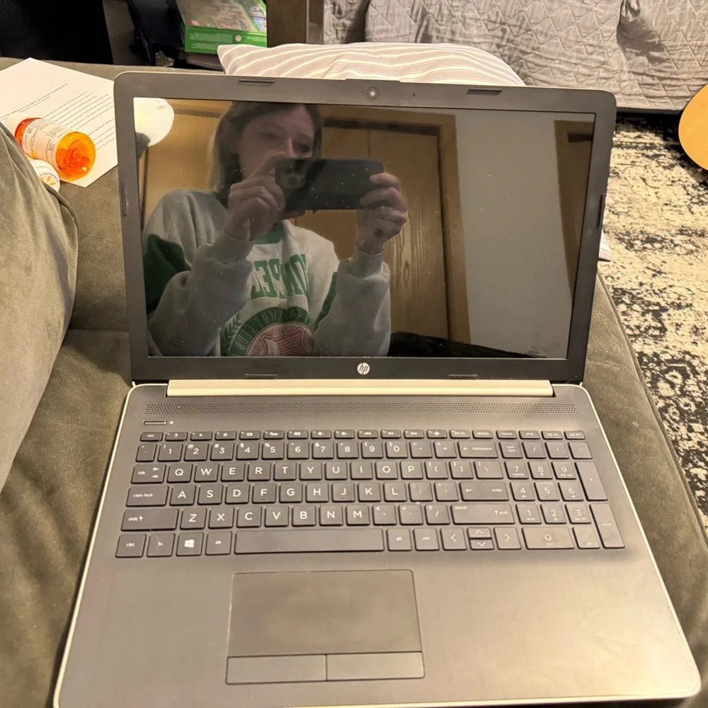 HP Silver and Black Laptop with Charger